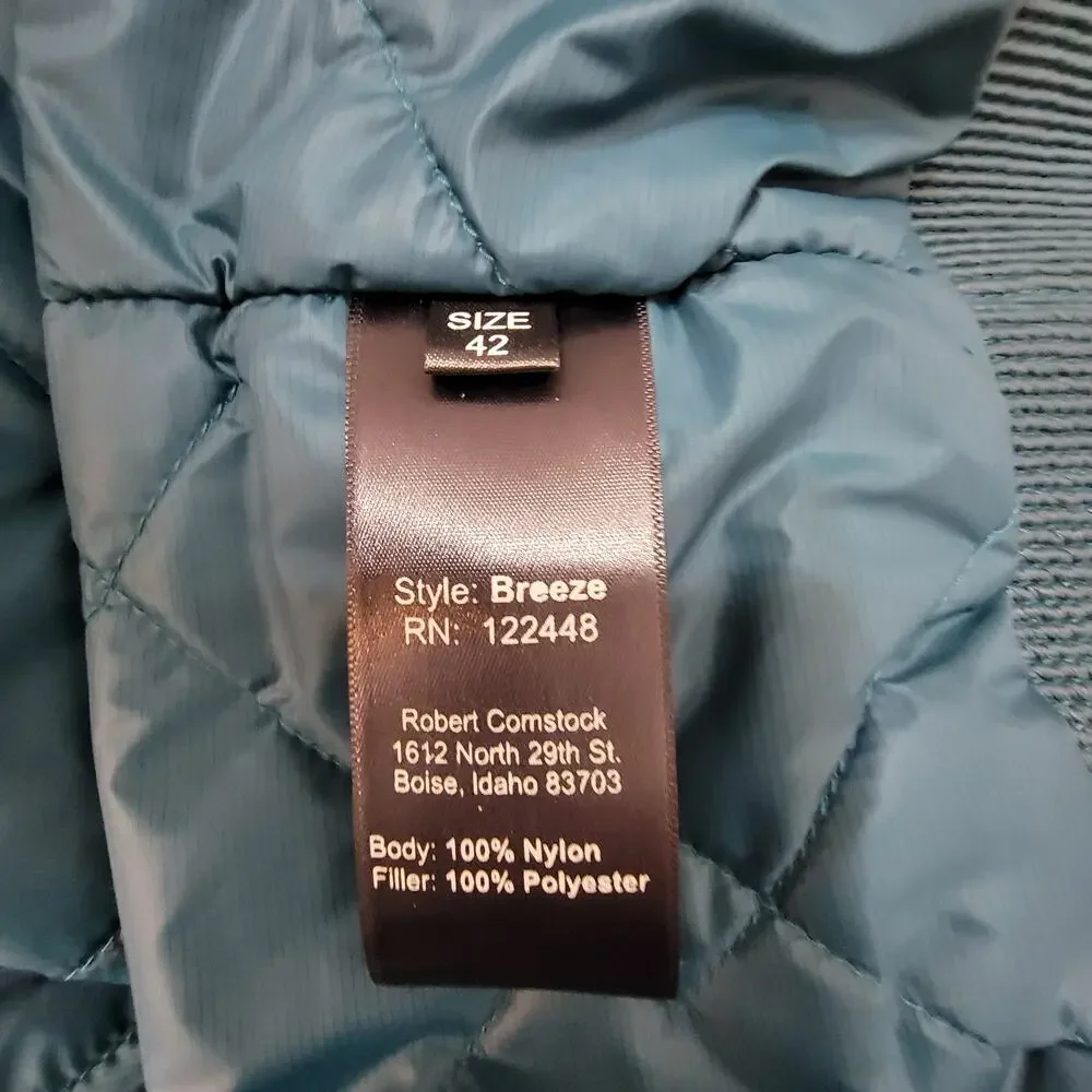 Robert Comstock Breeze Teal Nylon Bomber 42 NWT Quiet Luxury Jacket